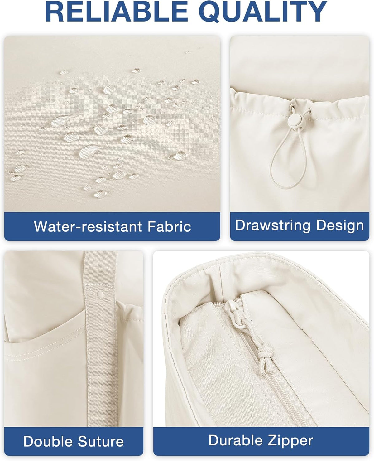 Foldable Tote Bag with Drawstring Bag, Tote Bag Shoulder Bag Top Handle Handbag for Travel, Work, Beach, Gym