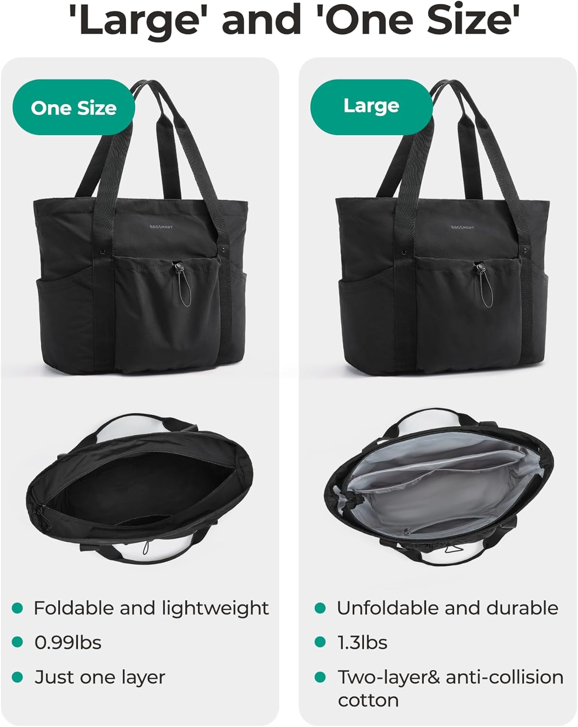 Foldable Tote Bag with Drawstring Bag, Tote Bag Shoulder Bag Top Handle Handbag for Travel, Work, Beach, Gym