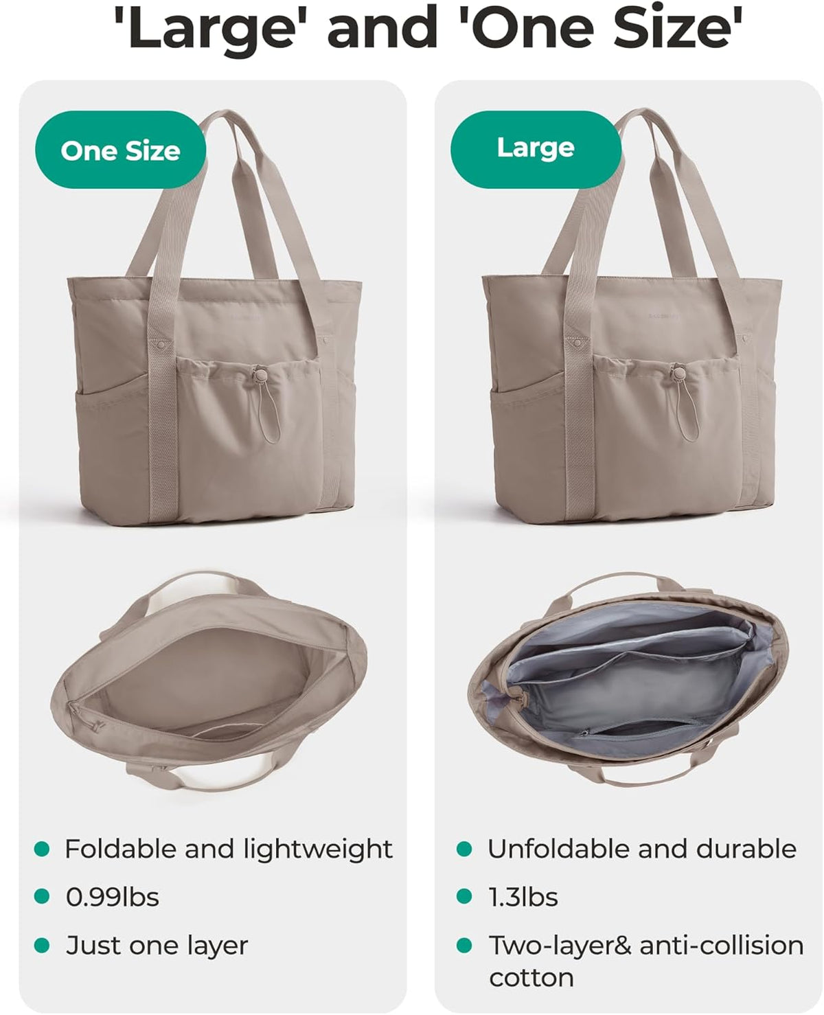 Foldable Tote Bag with Drawstring Bag, Tote Bag Shoulder Bag Top Handle Handbag for Travel, Work, Beach, Gym