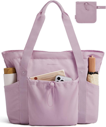 Foldable Tote Bag with Drawstring Bag, Tote Bag Shoulder Bag Top Handle Handbag for Travel, Work, Beach, Gym