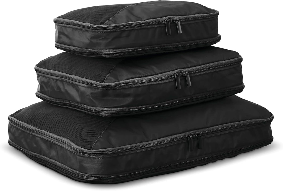 3-Piece Compression Packing Cube Set, Black