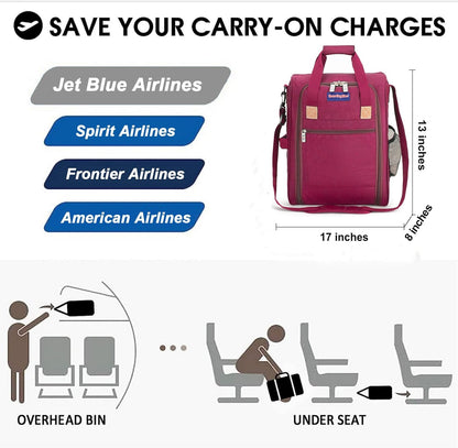 17X13X8 Inches JetBlus Airlines Personal Item Under Seat Duffel Bag Suitable for Major Airlines Including Spirit, Jetblue, Frontier, and American - Duffel Bag Design (Pink)