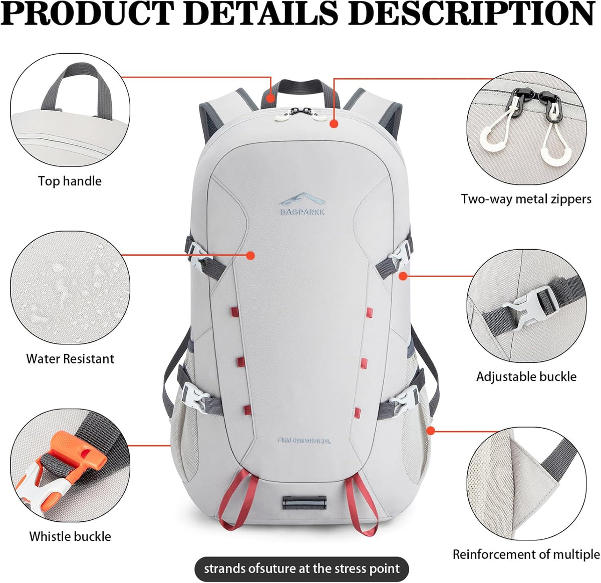 Hiking Backpack,Large 35L Travel Backpacks for Men Women,Water Resistant Ultra Lightweight Foldable Packable Camping Daypack for Outdoor Sports