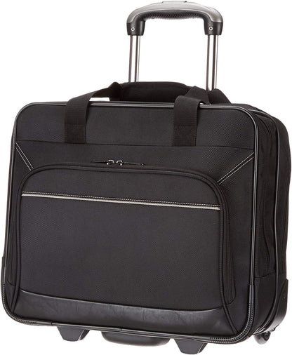 15.6" Rolling Laptop Bag for Travel and Business, Briefcase with Wheels, Adjustable Locking Handle, Black