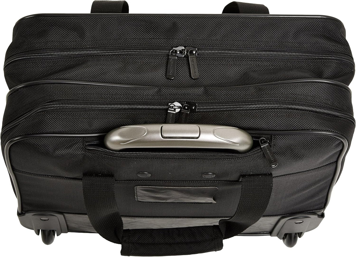 15.6" Rolling Laptop Bag for Travel and Business, Briefcase with Wheels, Adjustable Locking Handle, Black
