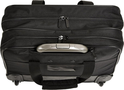 15.6" Rolling Laptop Bag for Travel and Business, Briefcase with Wheels, Adjustable Locking Handle, Black