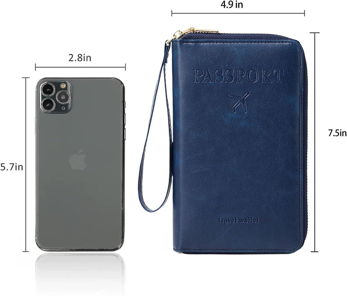 Passport Holder for Travel Women and Men RFID Passport Holder with Card Slots Holder Passport Case Passport cover Passport Wallet Travel Essentials and Accessories (Zipper, NavyBlue Zipper)