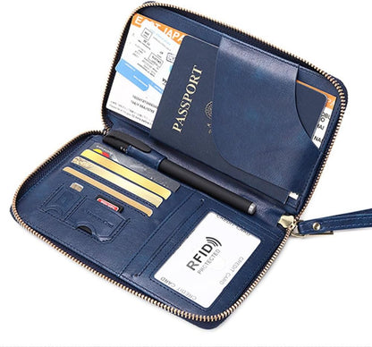 Passport Holder for Travel Women and Men RFID Passport Holder with Card Slots Holder Passport Case Passport cover Passport Wallet Travel Essentials and Accessories (Zipper, NavyBlue Zipper)