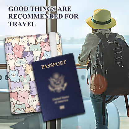Passport Holder for Travel Essentials, RFID Premium Leather Passport Wallet Cover Case for Travel Must Haves Accessories, Passport Book Holders for Women Men Cute Mountain