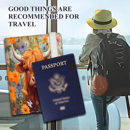 Passport Holder for Travel Essentials, RFID Premium Leather Passport Wallet Cover Case for Travel Must Haves Accessories, Passport Book Holders for Women Men Cute Mountain