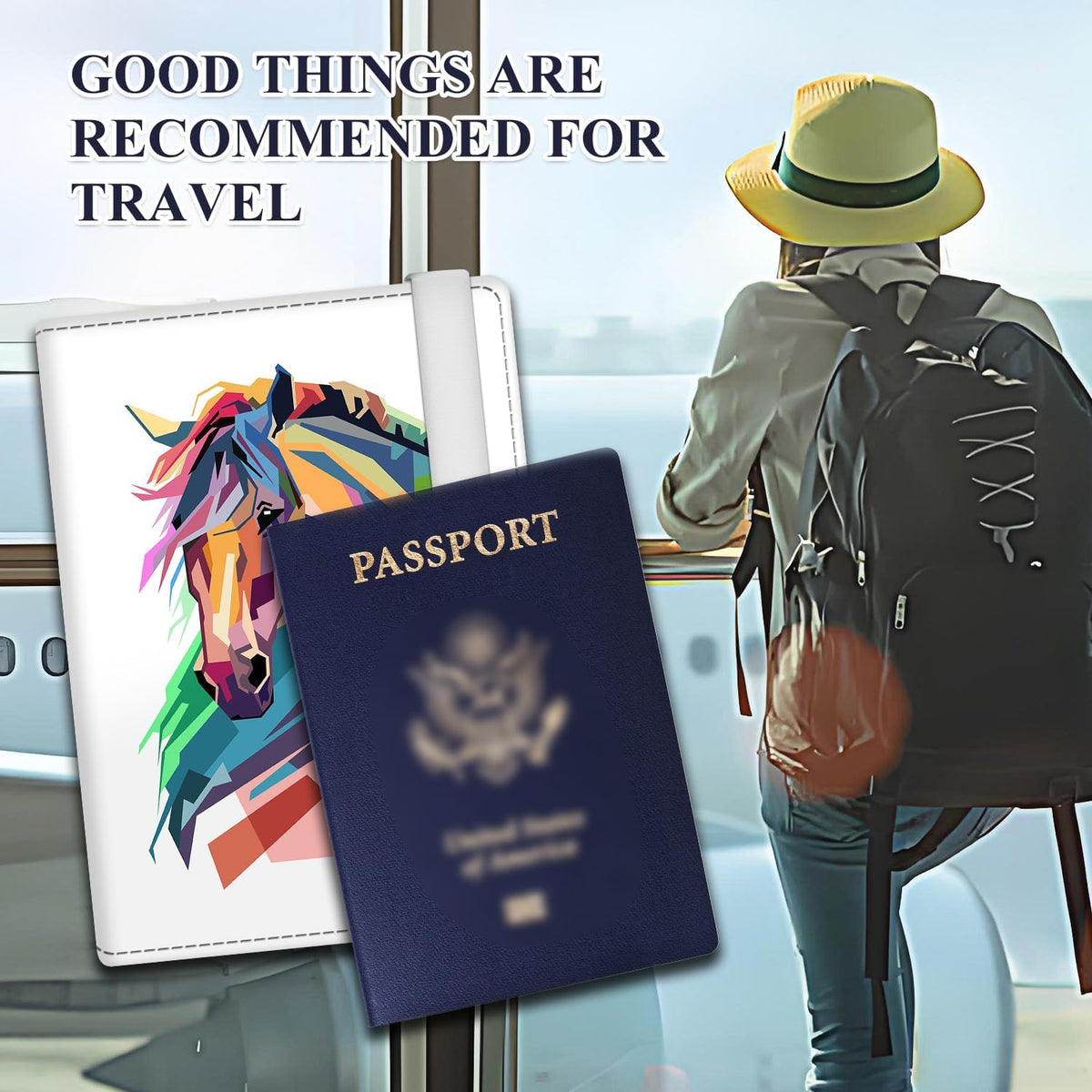 Passport Holder for Travel Essentials, RFID Premium Leather Passport Wallet Cover Case for Travel Must Haves Accessories, Passport Book Holders for Women Men Cute Mountain