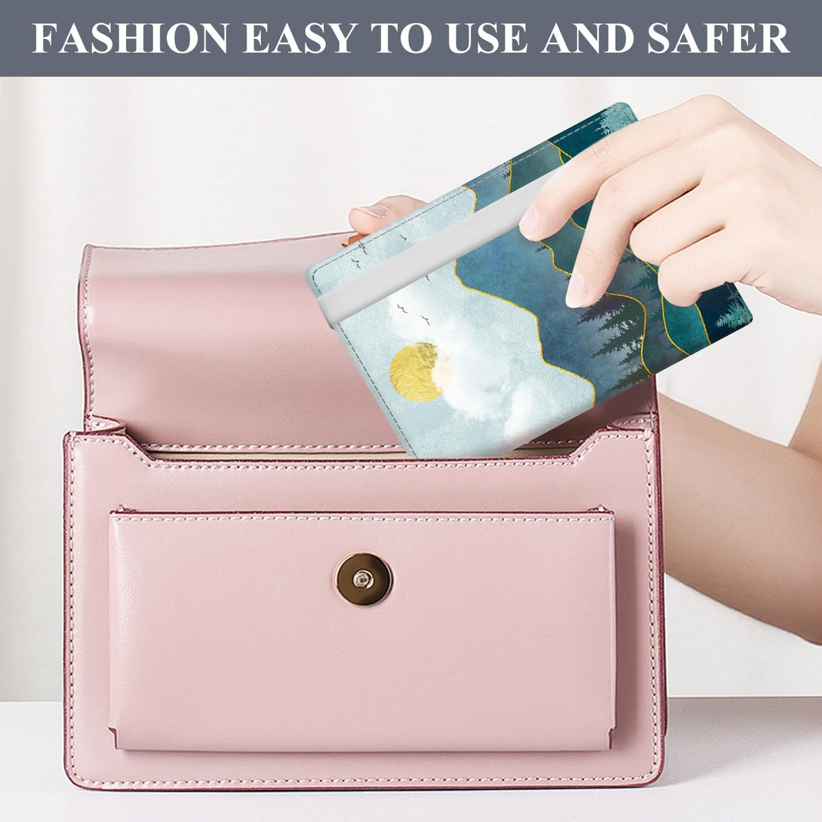 Passport Holder for Travel Essentials, RFID Premium Leather Passport Wallet Cover Case for Travel Must Haves Accessories, Passport Book Holders for Women Men Cute Mountain