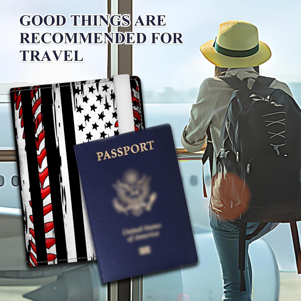 Passport Holder for Travel Essentials, RFID Premium Leather Passport Wallet Cover Case for Travel Must Haves Accessories, Passport Book Holders for Women Men Cute Mountain