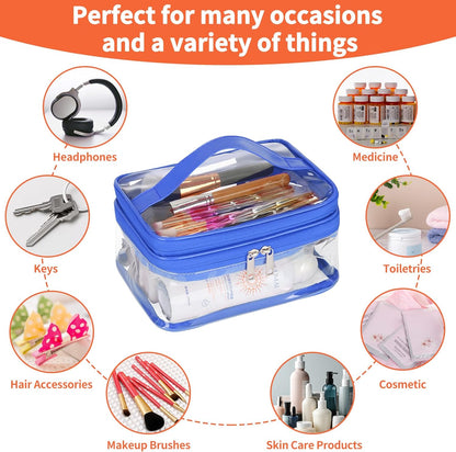 Double Layer Clear Cosmetic Bag Makeup Bag, Waterproof Travel Toiletry Bag, Transparent PVC Pouch Organizer (Pink Large)