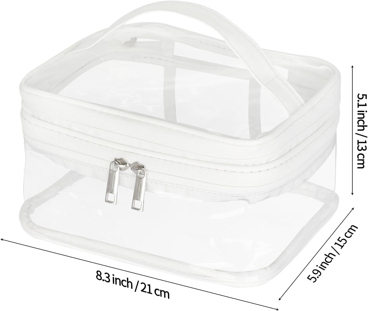 Double Layer Clear Cosmetic Bag Makeup Bag, Waterproof Travel Toiletry Bag, Transparent PVC Pouch Organizer (Pink Large)