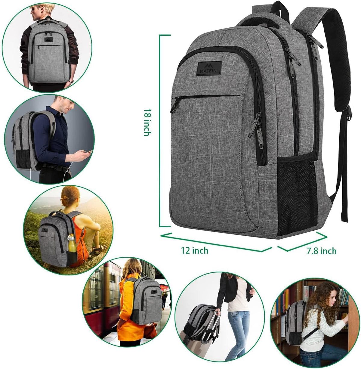Slim Laptop Backpack, Anti Theft 15.6 inch Computer Travel Backpack for Work Underseat Personal Item, Sturdy Water Resistant Daily Rucksack Bag Gifts for Men & Women, Peacock Blue