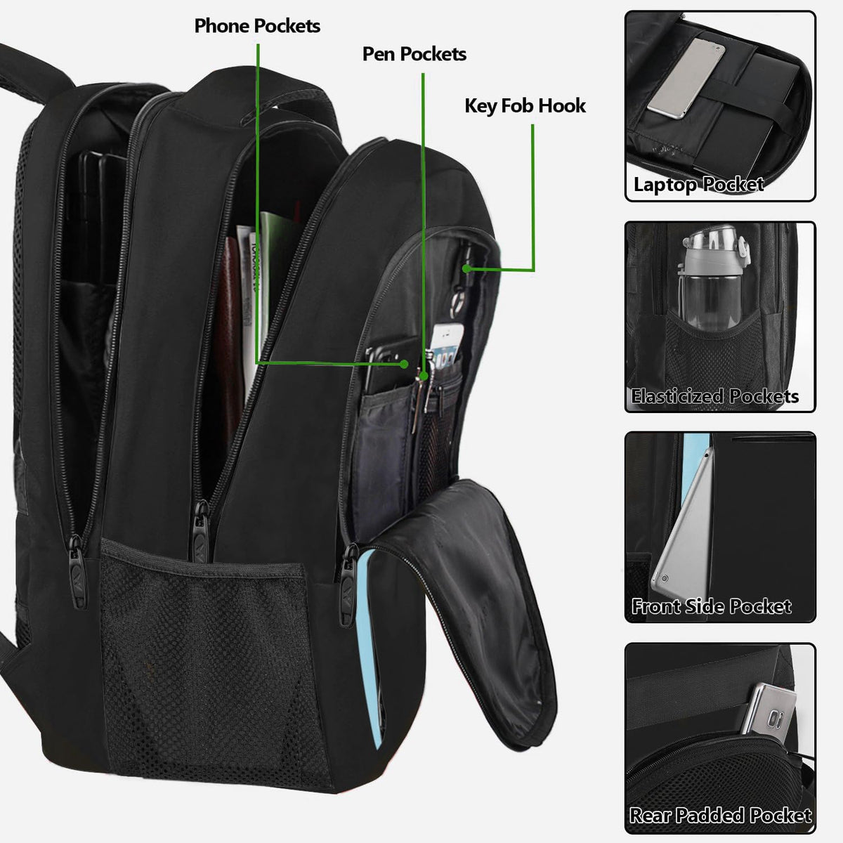 Slim Laptop Backpack, Anti Theft 15.6 inch Computer Travel Backpack for Work Underseat Personal Item, Sturdy Water Resistant Daily Rucksack Bag Gifts for Men & Women, Peacock Blue