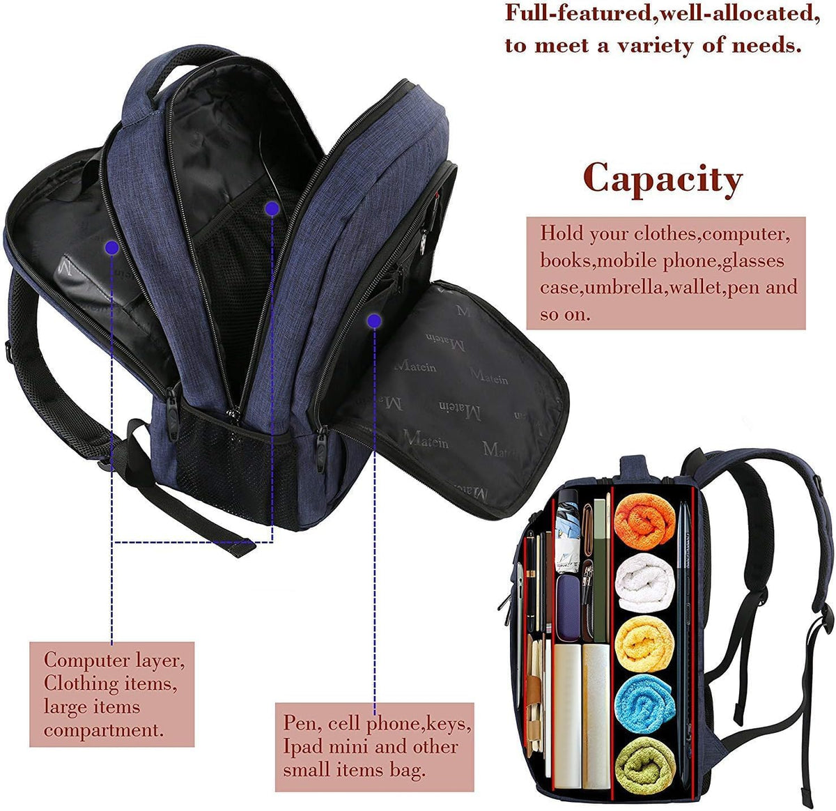 Slim Laptop Backpack, Anti Theft 15.6 inch Computer Travel Backpack for Work Underseat Personal Item, Sturdy Water Resistant Daily Rucksack Bag Gifts for Men & Women, Peacock Blue