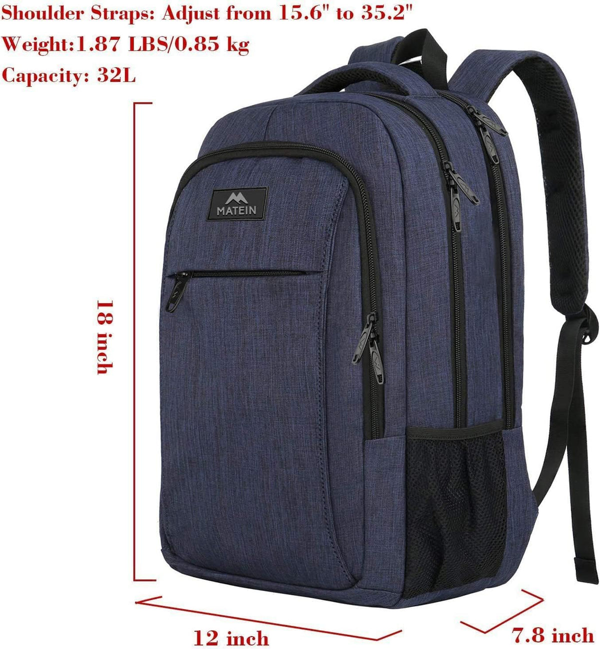 Slim Laptop Backpack, Anti Theft 15.6 inch Computer Travel Backpack for Work Underseat Personal Item, Sturdy Water Resistant Daily Rucksack Bag Gifts for Men & Women, Peacock Blue