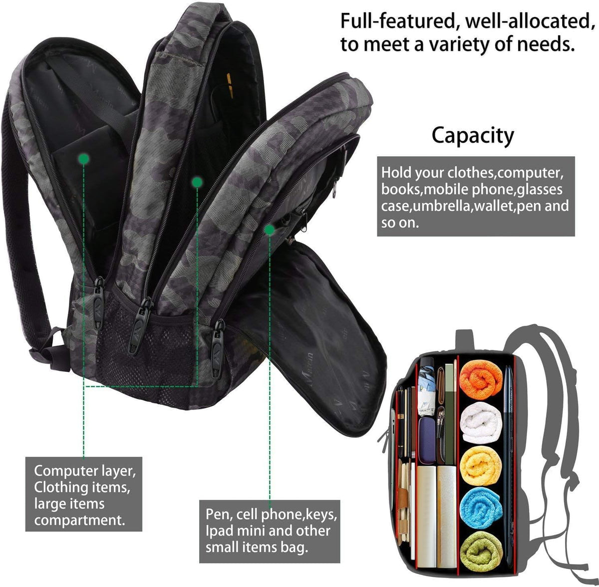 Slim Laptop Backpack, Anti Theft 15.6 inch Computer Travel Backpack for Work Underseat Personal Item, Sturdy Water Resistant Daily Rucksack Bag Gifts for Men & Women, Peacock Blue