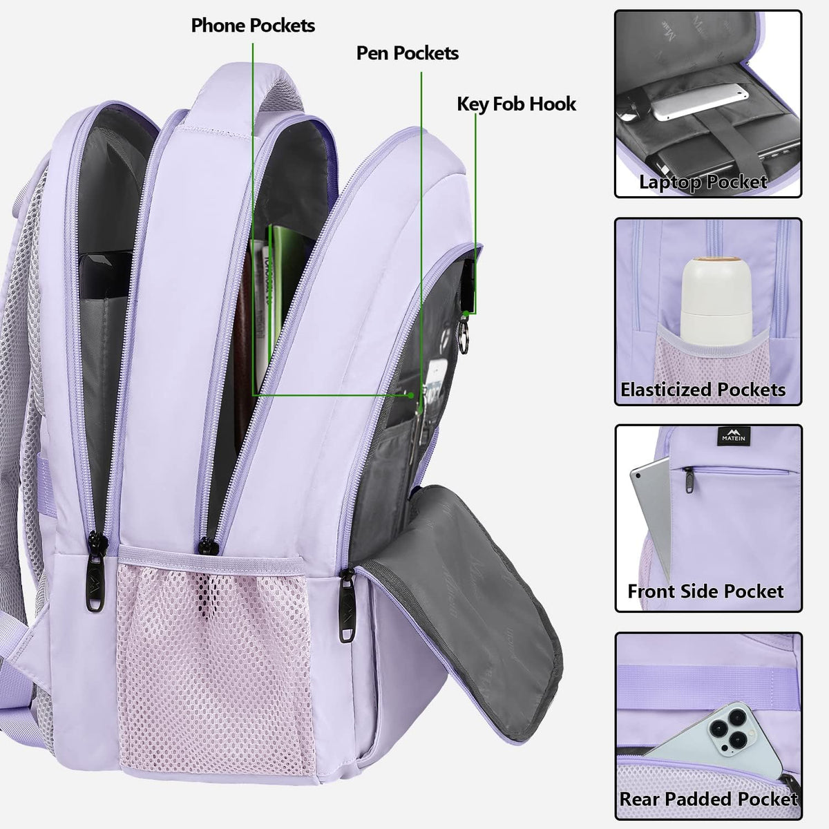Slim Laptop Backpack, Anti Theft 15.6 inch Computer Travel Backpack for Work Underseat Personal Item, Sturdy Water Resistant Daily Rucksack Bag Gifts for Men & Women, Peacock Blue