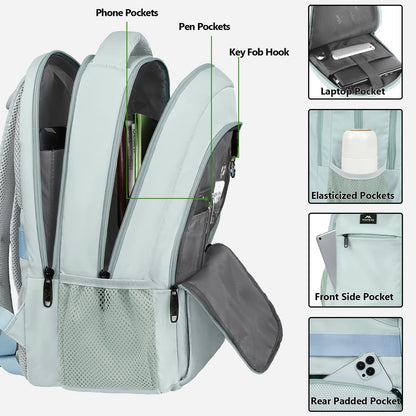 Slim Laptop Backpack, Anti Theft 15.6 inch Computer Travel Backpack for Work Underseat Personal Item, Sturdy Water Resistant Daily Rucksack Bag Gifts for Men & Women, Peacock Blue