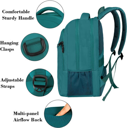 Slim Laptop Backpack, Anti Theft 15.6 inch Computer Travel Backpack for Work Underseat Personal Item, Sturdy Water Resistant Daily Rucksack Bag Gifts for Men & Women, Peacock Blue