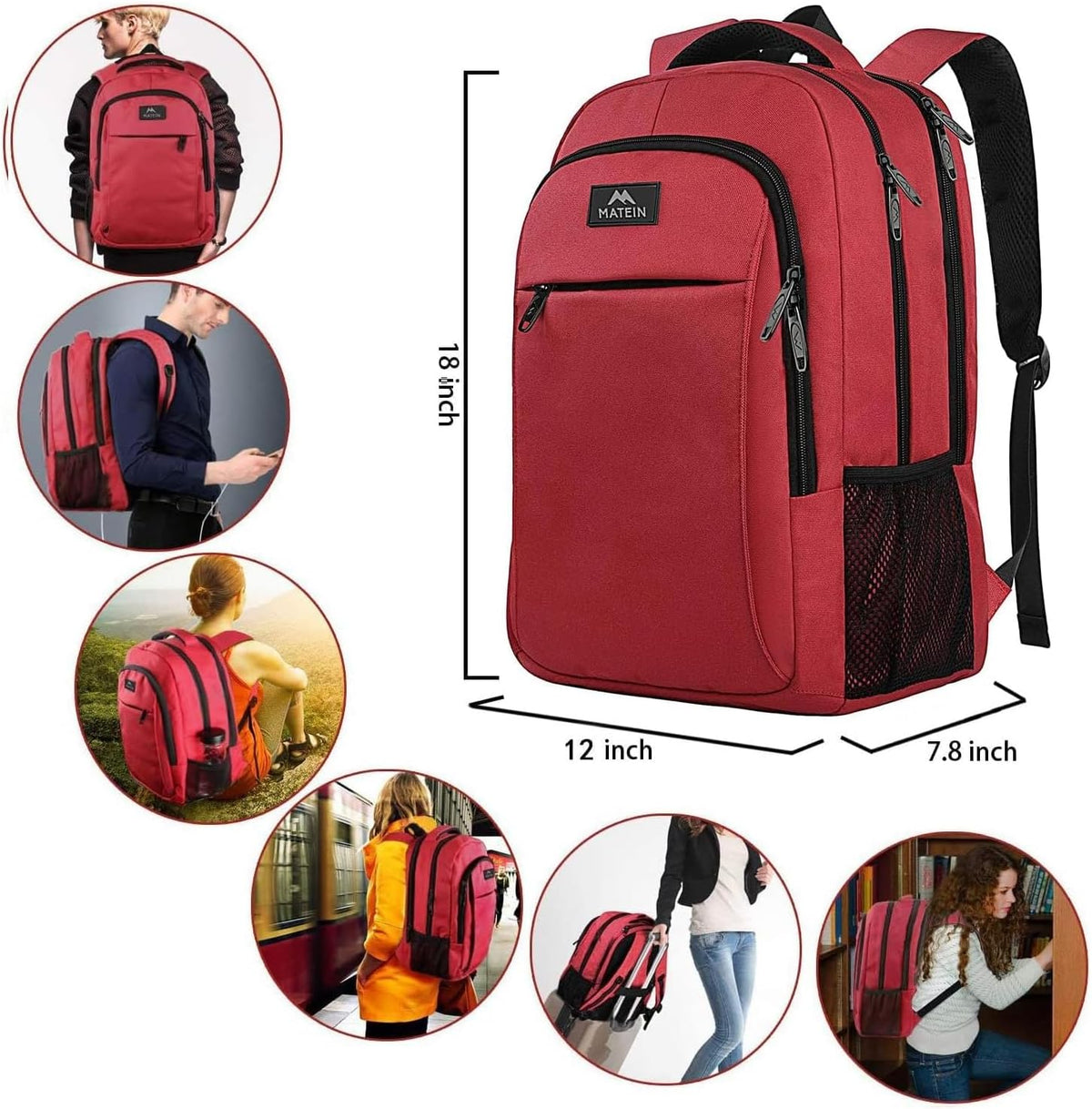 Slim Laptop Backpack, Anti Theft 15.6 inch Computer Travel Backpack for Work Underseat Personal Item, Sturdy Water Resistant Daily Rucksack Bag Gifts for Men & Women, Peacock Blue
