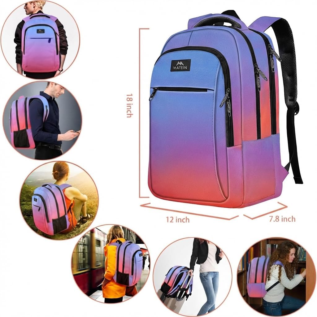 Slim Laptop Backpack, Anti Theft 15.6 inch Computer Travel Backpack for Work Underseat Personal Item, Sturdy Water Resistant Daily Rucksack Bag Gifts for Men & Women, Peacock Blue