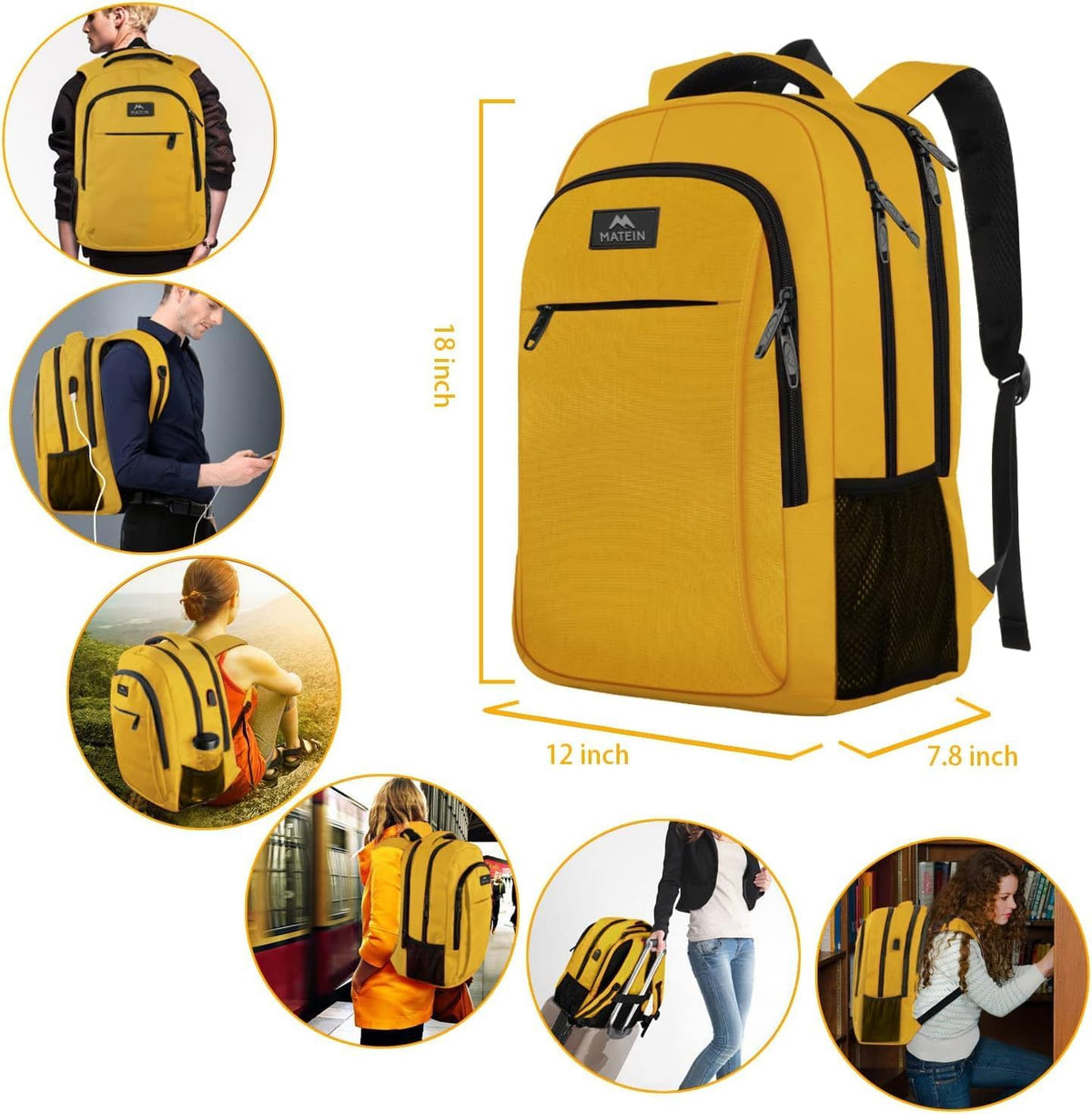 Slim Laptop Backpack, Anti Theft 15.6 inch Computer Travel Backpack for Work Underseat Personal Item, Sturdy Water Resistant Daily Rucksack Bag Gifts for Men & Women, Peacock Blue