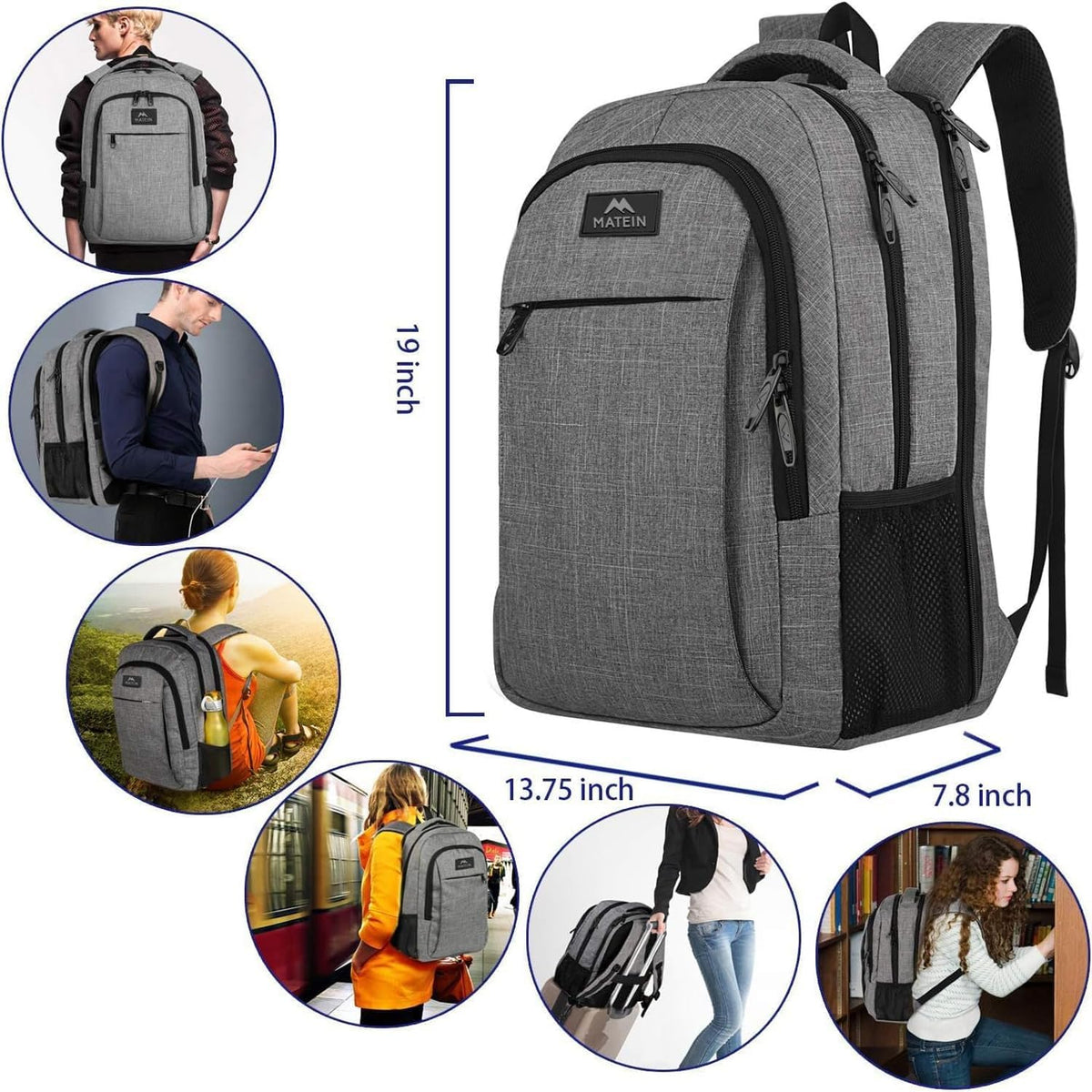 Slim Laptop Backpack, Anti Theft 15.6 inch Computer Travel Backpack for Work Underseat Personal Item, Sturdy Water Resistant Daily Rucksack Bag Gifts for Men & Women, Peacock Blue