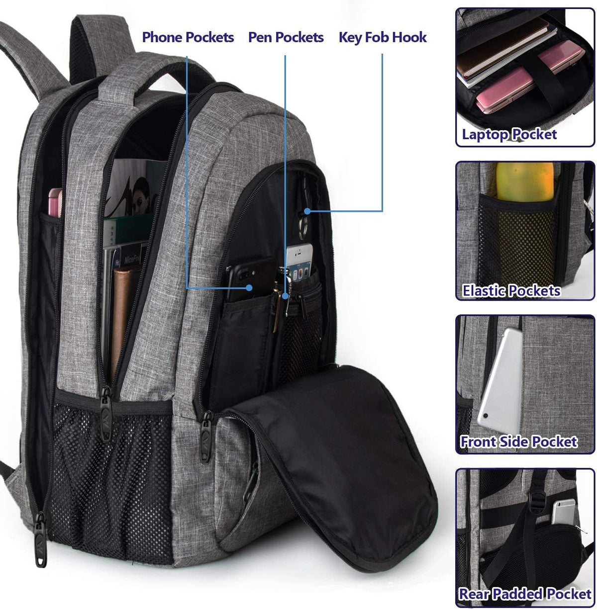 Slim Laptop Backpack, Anti Theft 15.6 inch Computer Travel Backpack for Work Underseat Personal Item, Sturdy Water Resistant Daily Rucksack Bag Gifts for Men & Women, Peacock Blue
