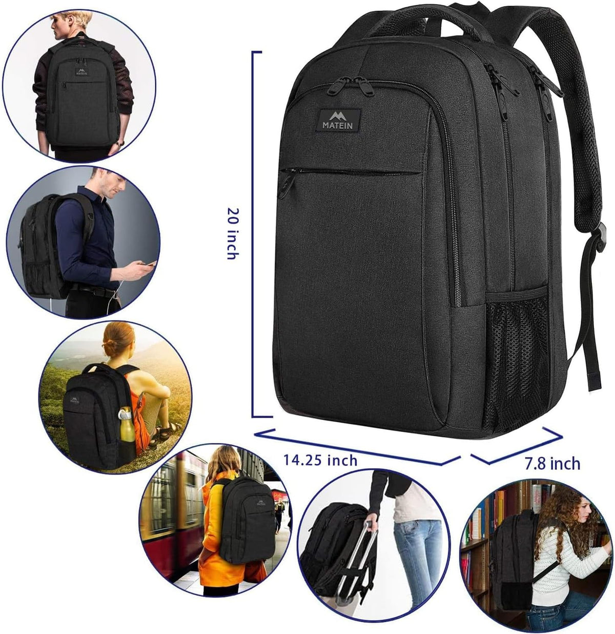 Slim Laptop Backpack, Anti Theft 15.6 inch Computer Travel Backpack for Work Underseat Personal Item, Sturdy Water Resistant Daily Rucksack Bag Gifts for Men & Women, Peacock Blue