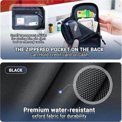 Travel Cell Phone Pouch,Dual Phone Holster Crossbody Bag with Shoulder Strap for iPhone 17 16 15 14 Pro Max Plus Passport ID Card, Universal Cellphone Walking Purse Wallet Belt Pouch Holder - Gray