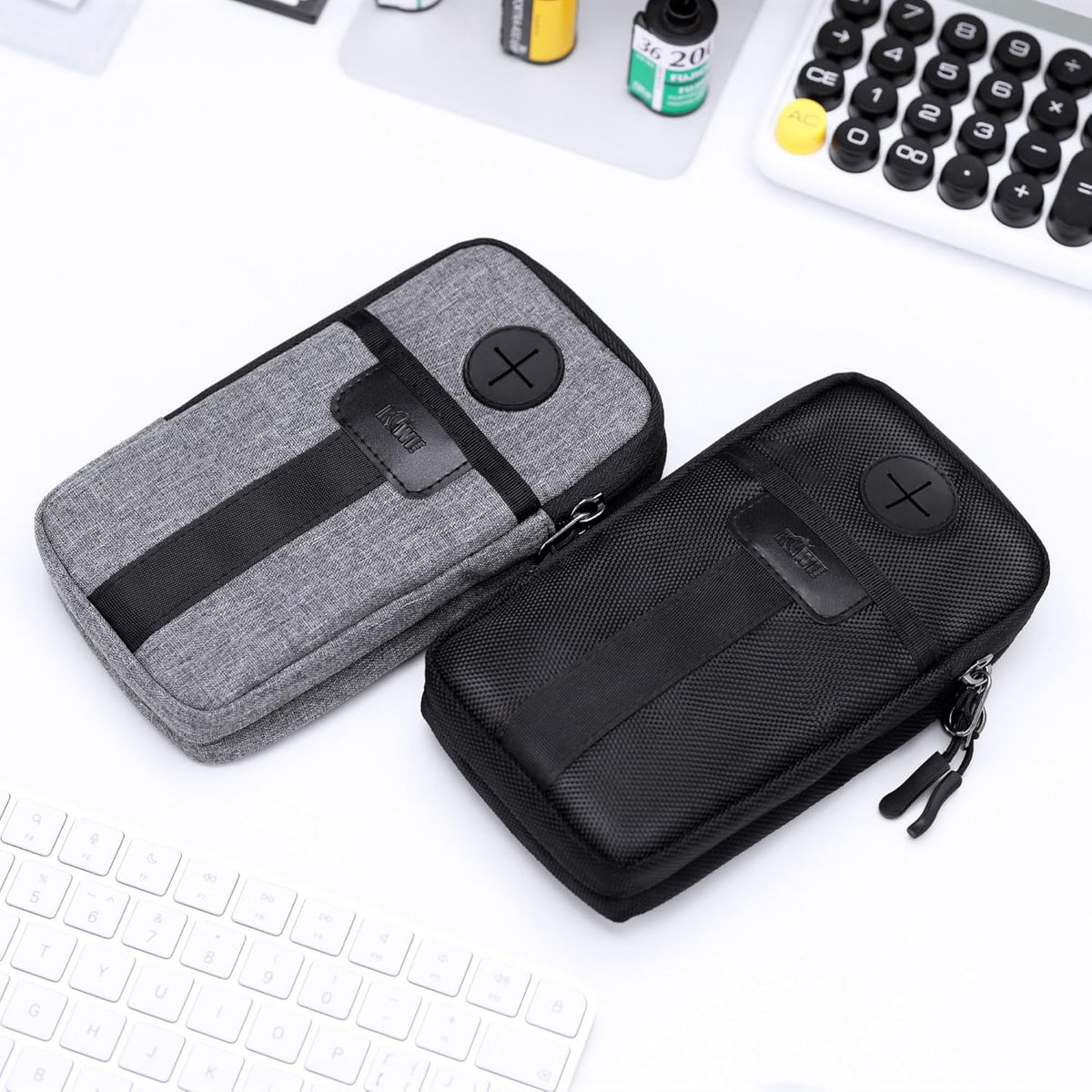 Travel Cell Phone Pouch,Dual Phone Holster Crossbody Bag with Shoulder Strap for iPhone 17 16 15 14 Pro Max Plus Passport ID Card, Universal Cellphone Walking Purse Wallet Belt Pouch Holder - Gray
