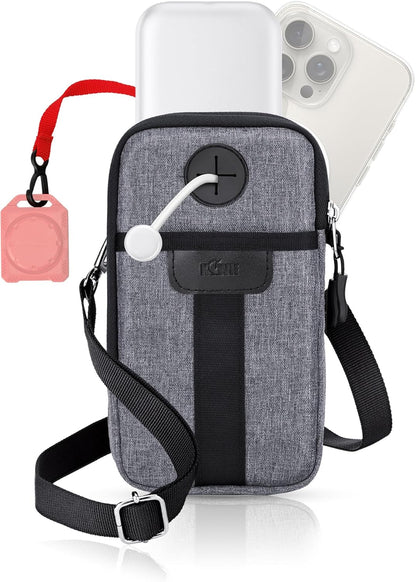 Travel Cell Phone Pouch,Dual Phone Holster Crossbody Bag with Shoulder Strap for iPhone 17 16 15 14 Pro Max Plus Passport ID Card, Universal Cellphone Walking Purse Wallet Belt Pouch Holder - Gray