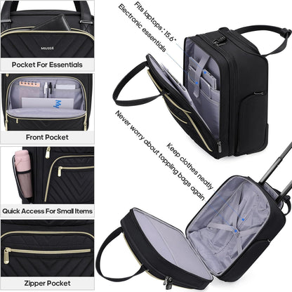 16 Inch Carry On Luggage, Carry On Suitcase Airline Approved, Softside Underseat Suitcase with TSA Lock & Spinner Wheels for Business Travel Non-Expandable, 15.5x8x13 No Oversize Risk