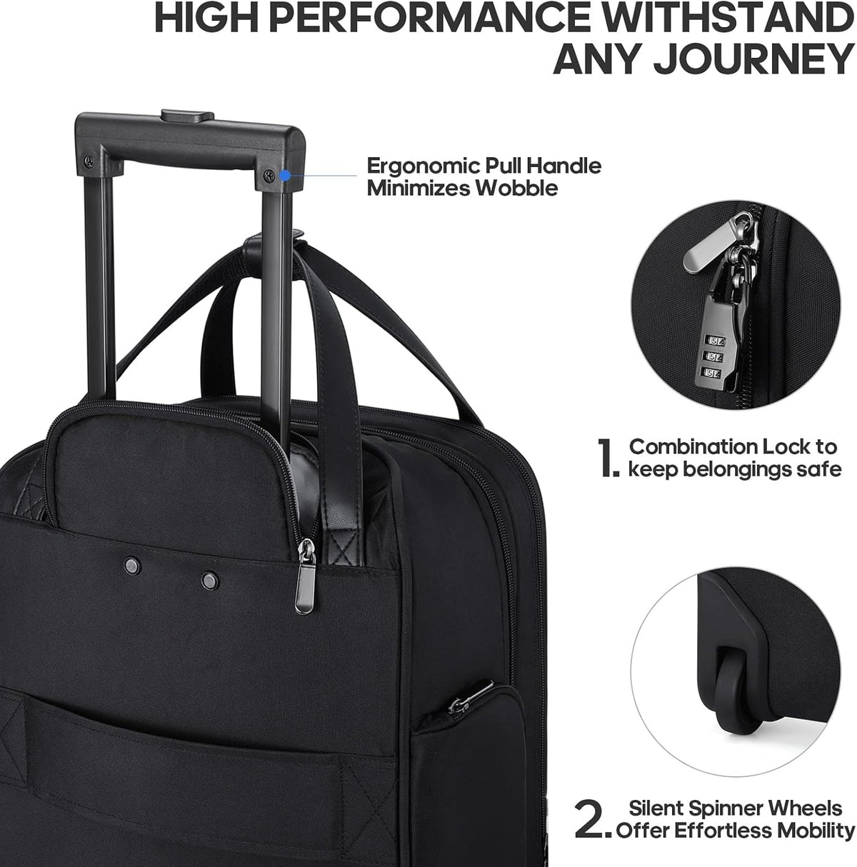 16 Inch Carry On Luggage, Carry On Suitcase Airline Approved, Softside Underseat Suitcase with TSA Lock & Spinner Wheels for Business Travel Non-Expandable, 15.5x8x13 No Oversize Risk