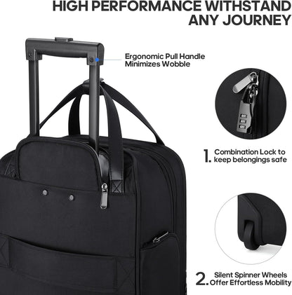 16 Inch Carry On Luggage, Carry On Suitcase Airline Approved, Softside Underseat Suitcase with TSA Lock & Spinner Wheels for Business Travel Non-Expandable, 15.5x8x13 No Oversize Risk