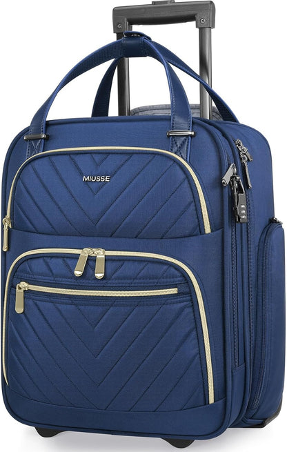 16 Inch Carry On Luggage, Carry On Suitcase Airline Approved, Softside Underseat Suitcase with TSA Lock & Spinner Wheels for Business Travel Non-Expandable, 15.5x8x13 No Oversize Risk