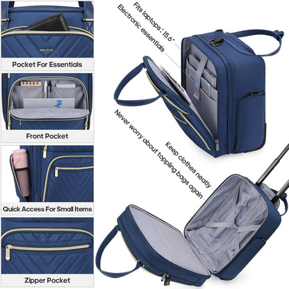16 Inch Carry On Luggage, Carry On Suitcase Airline Approved, Softside Underseat Suitcase with TSA Lock & Spinner Wheels for Business Travel Non-Expandable, 15.5x8x13 No Oversize Risk
