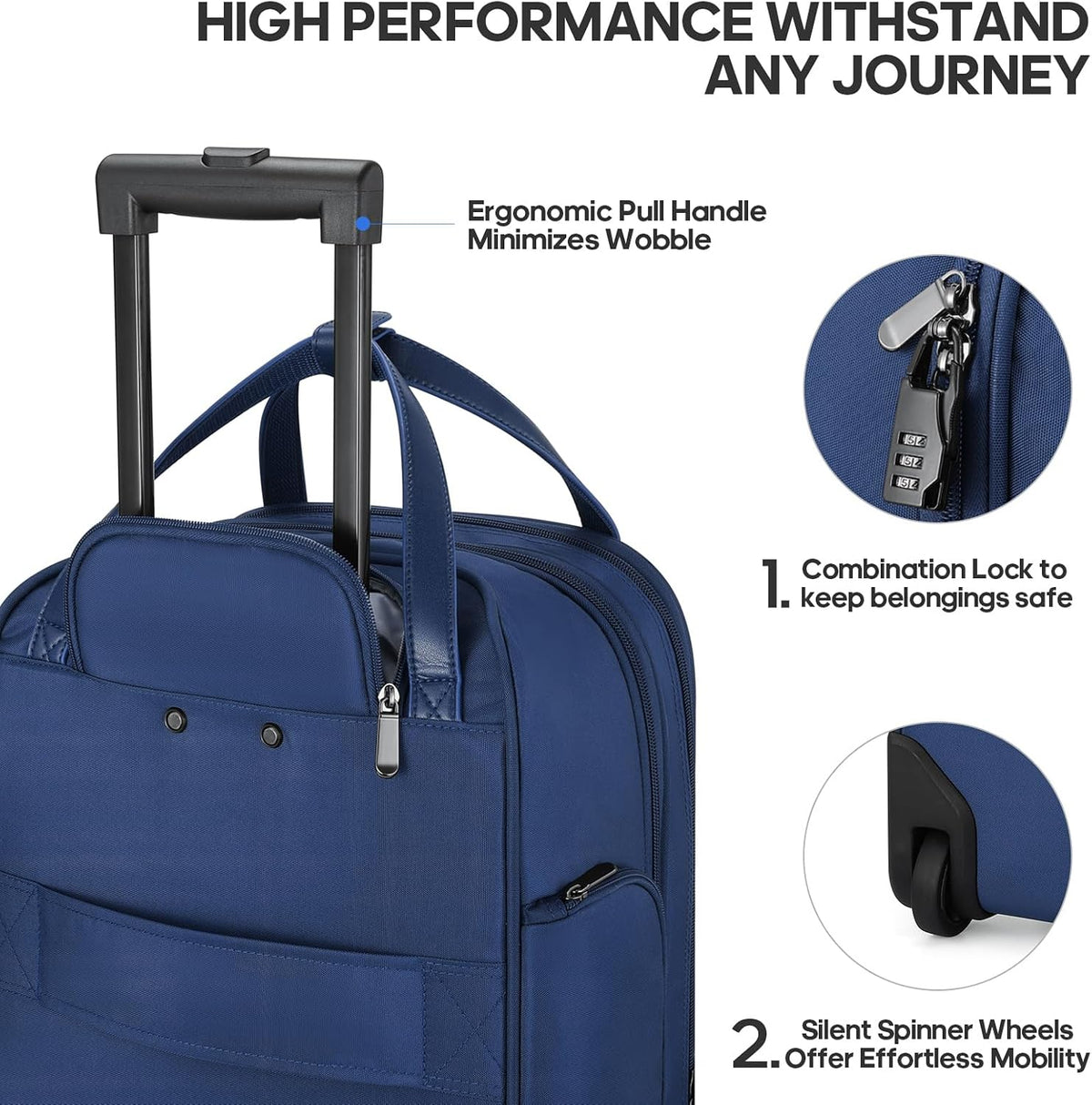 16 Inch Carry On Luggage, Carry On Suitcase Airline Approved, Softside Underseat Suitcase with TSA Lock & Spinner Wheels for Business Travel Non-Expandable, 15.5x8x13 No Oversize Risk