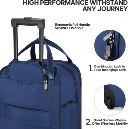 16 Inch Carry On Luggage, Carry On Suitcase Airline Approved, Softside Underseat Suitcase with TSA Lock & Spinner Wheels for Business Travel Non-Expandable, 15.5x8x13 No Oversize Risk