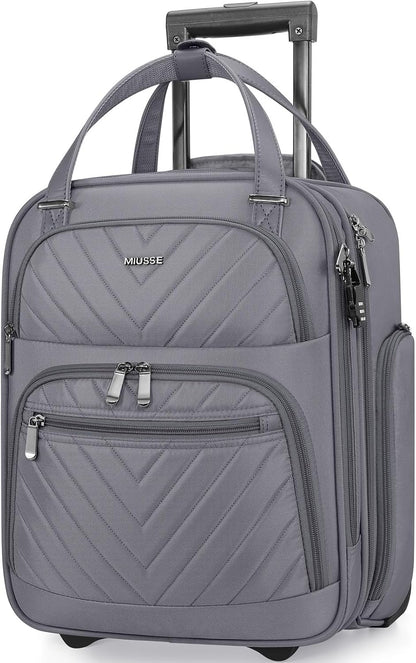 16 Inch Carry On Luggage, Carry On Suitcase Airline Approved, Softside Underseat Suitcase with TSA Lock & Spinner Wheels for Business Travel Non-Expandable, 15.5x8x13 No Oversize Risk