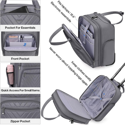 16 Inch Carry On Luggage, Carry On Suitcase Airline Approved, Softside Underseat Suitcase with TSA Lock & Spinner Wheels for Business Travel Non-Expandable, 15.5x8x13 No Oversize Risk