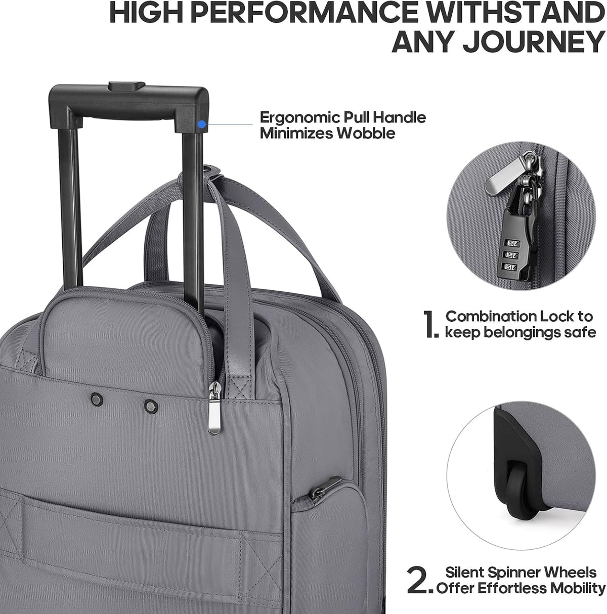 16 Inch Carry On Luggage, Carry On Suitcase Airline Approved, Softside Underseat Suitcase with TSA Lock & Spinner Wheels for Business Travel Non-Expandable, 15.5x8x13 No Oversize Risk