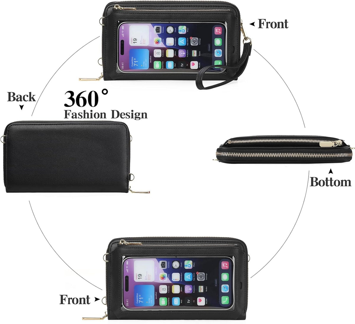 Phone Purse Crossbody Bags for Women Small Travel Wallet Touch Screen RFID Blocking