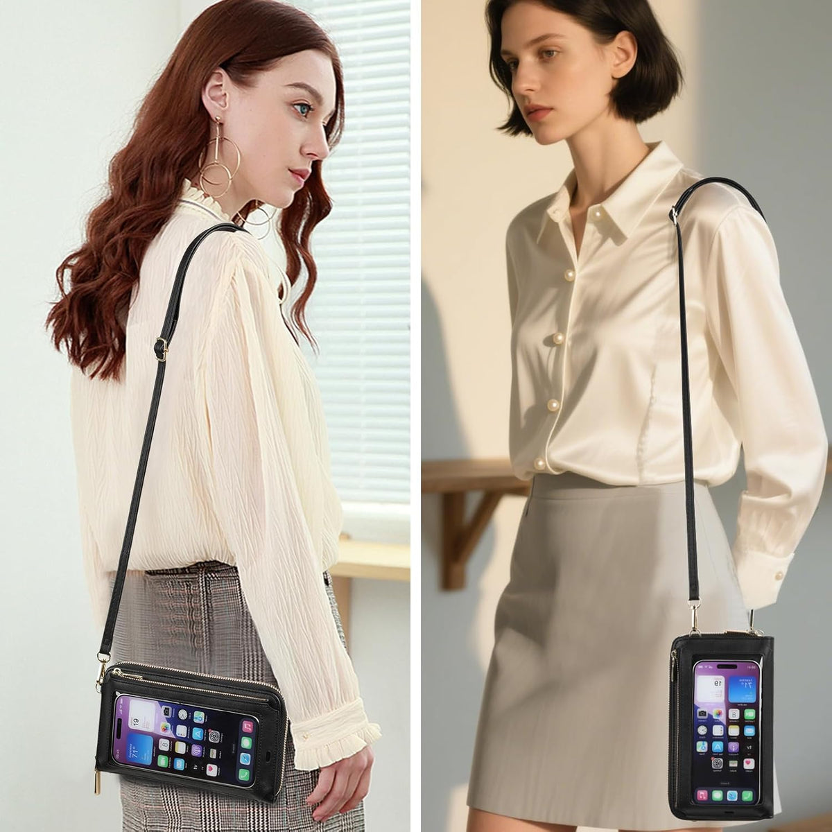 Phone Purse Crossbody Bags for Women Small Travel Wallet Touch Screen RFID Blocking