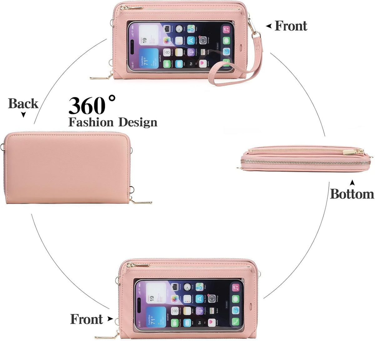 Phone Purse Crossbody Bags for Women Small Travel Wallet Touch Screen RFID Blocking