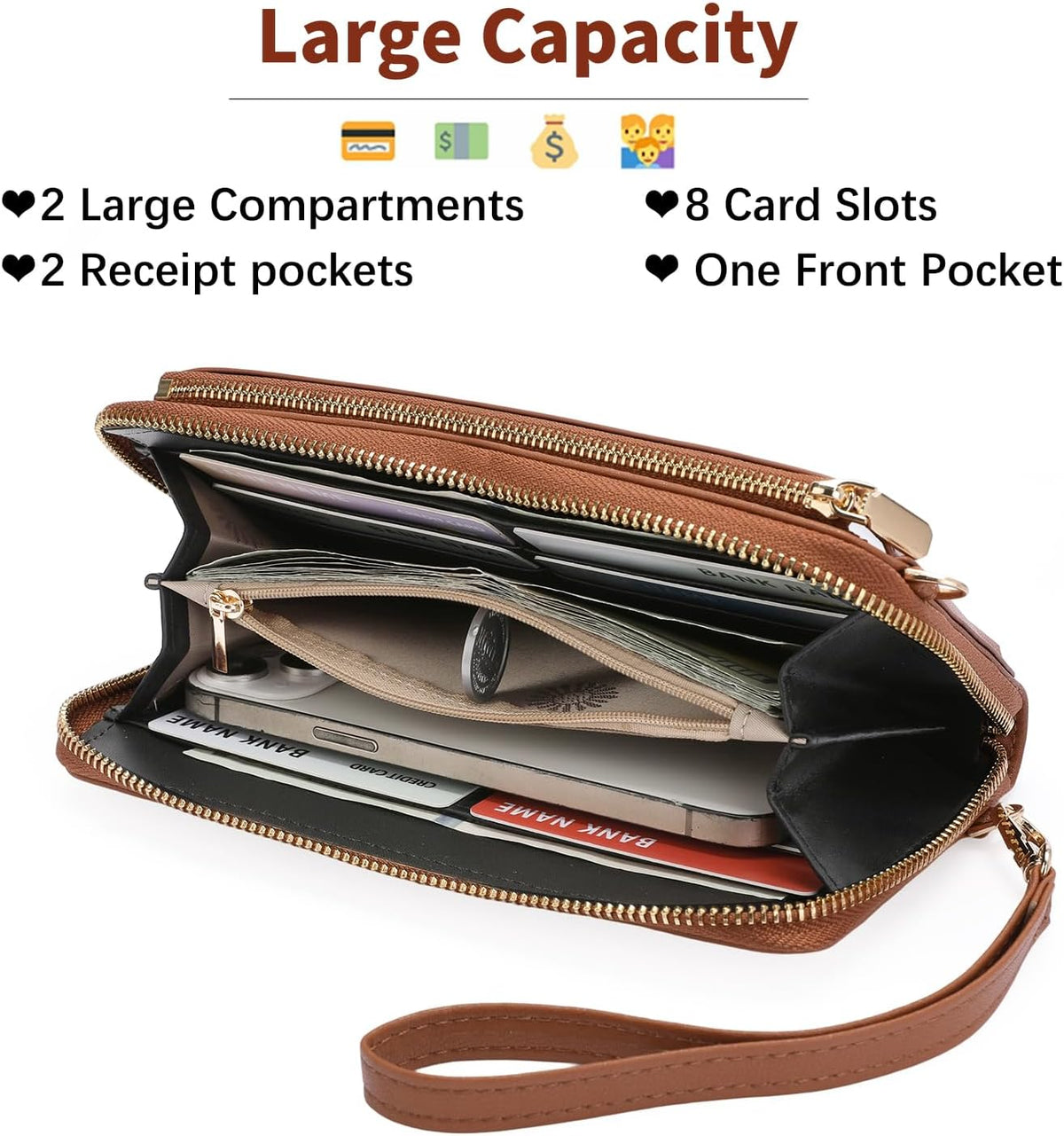 Phone Purse Crossbody Bags for Women Small Travel Wallet Touch Screen RFID Blocking
